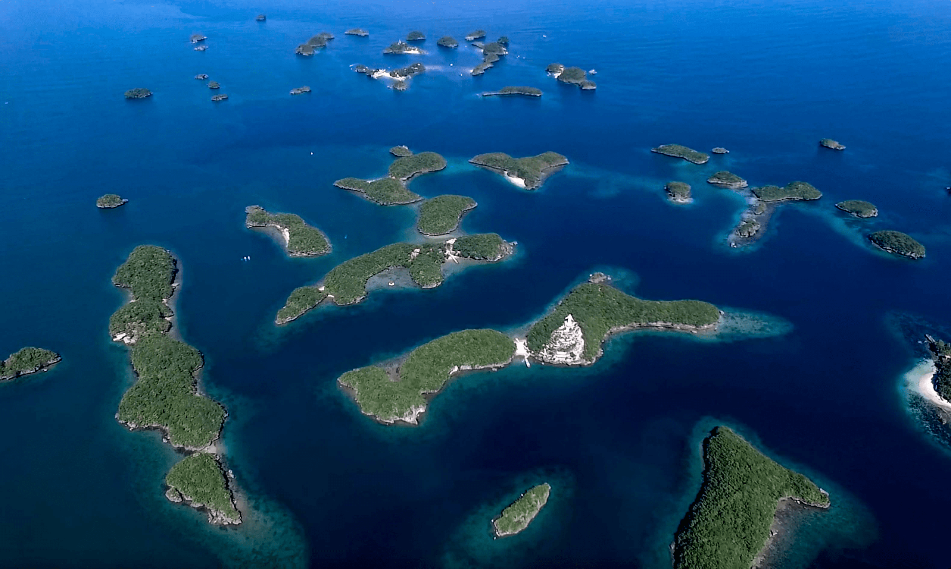 drone image of the hundred islands nature park in pangasinan philippines